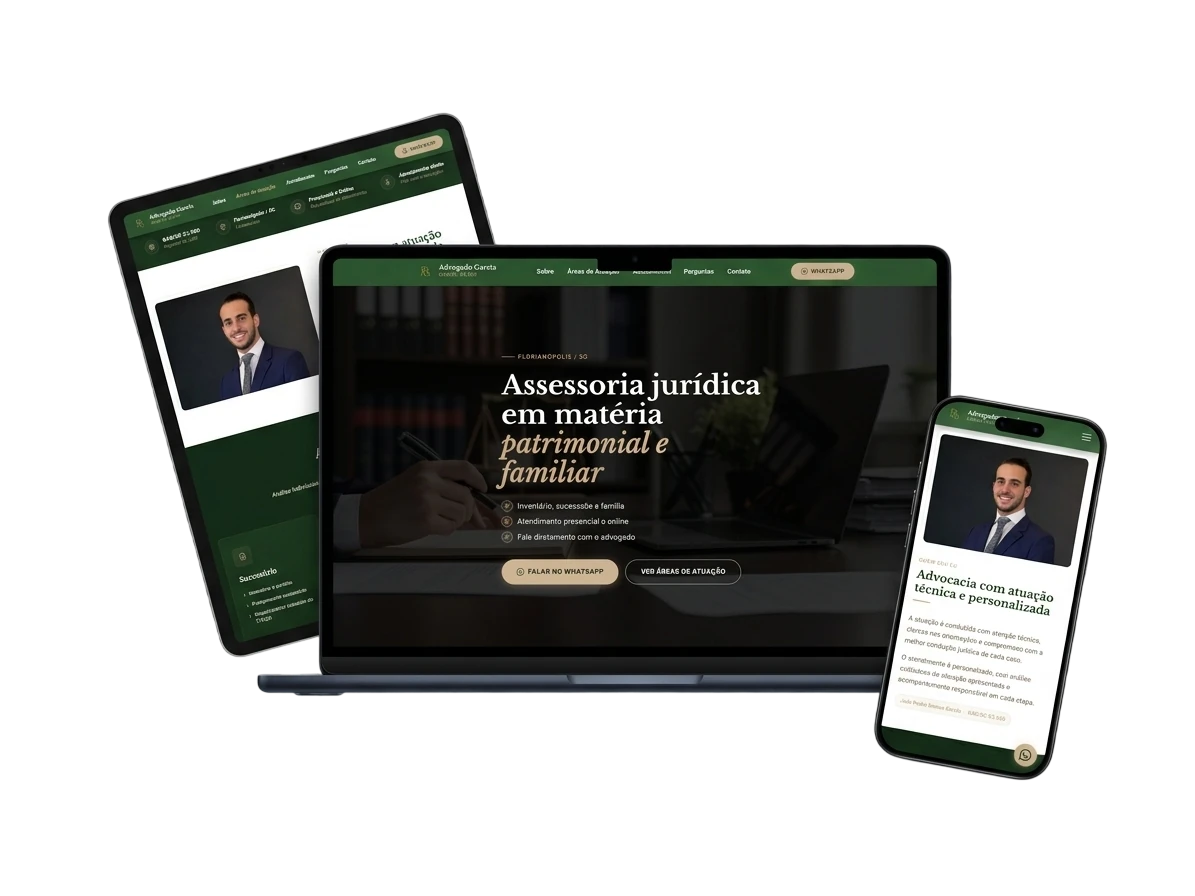 Mockup de site profissional e responsivo desenvolvido pela Fidion com design moderno